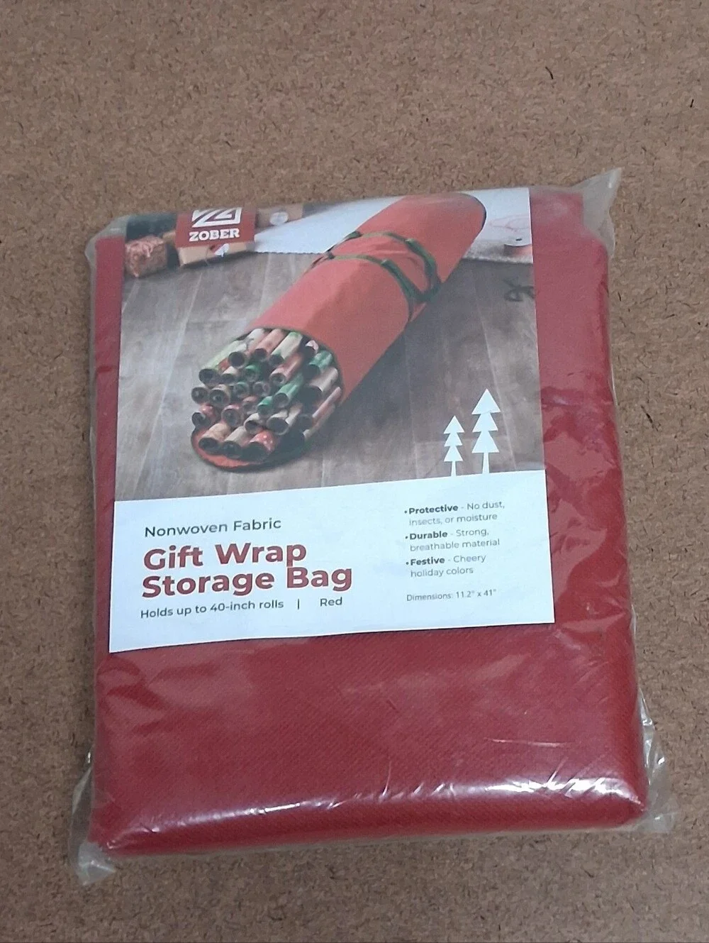 Red Gift Wrap Storage Bag - Nonwoven Fabric Organizer